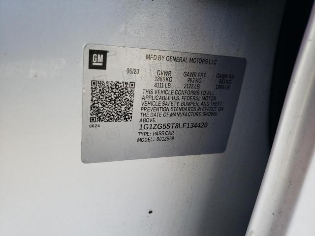 1G1ZG5ST8LF134420 - 2020 CHEVROLET MALIBU RS 白色 照片 12