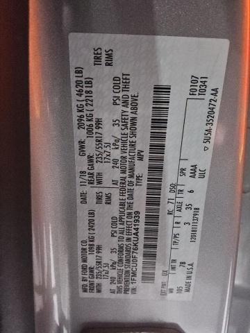 1FMCU0F76KUA41939 - 2019 FORD ESCAPE S Argent photo 13