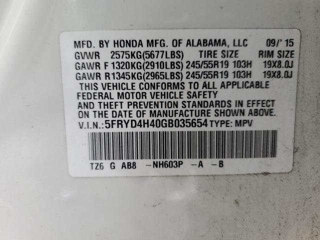 5FRYD4H40GB035654 - 2016 ACURA MDX TECHNOLOGY WHITE photo 14