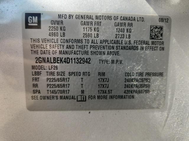 2GNALBEK4D1132942 - 2013 CHEVROLET EQUINOX LS 银色 照片 14