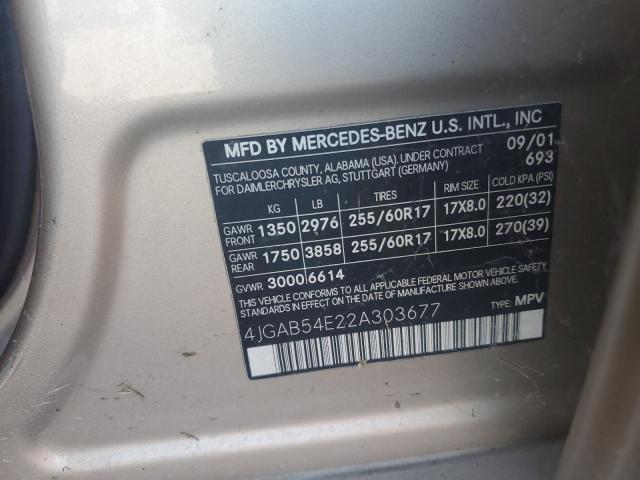 4JGAB54E22A303677 - 2002 MERCEDES-BENZ ML 320 ვერცხლისფერი ფოტო 12