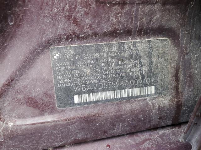 WBAVD53598A009409 - 2008 BMW 335 XI Բորդո լուսանկար 12