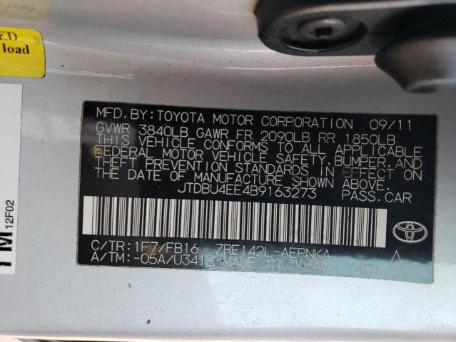 JTDBU4EE4B9163273 - 2011 TOYOTA COROLLA BASE SILVER photo 12