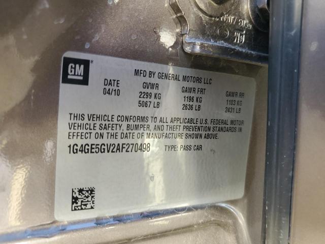 1G4GE5GV2AF270498 - 2010 BUICK LACROSSE CXS BROWN photo 12