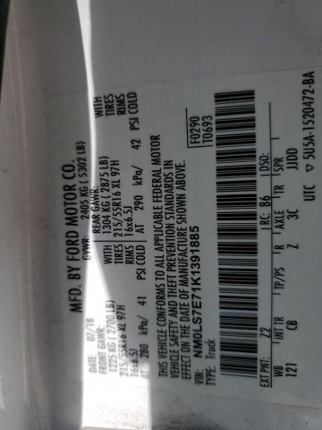 NM0LS7E71K1391885 - 2019 FORD TRANSIT CO XL WHITE photo 13