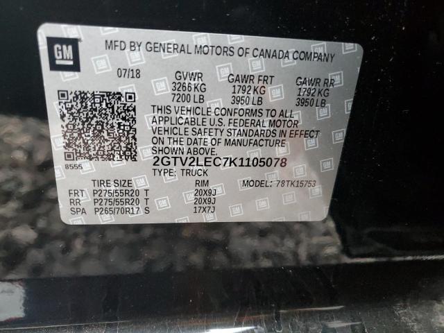 2GTV2LEC7K1105078 - 2019 GMC SIERRA LIM K1500 BLACK photo 12