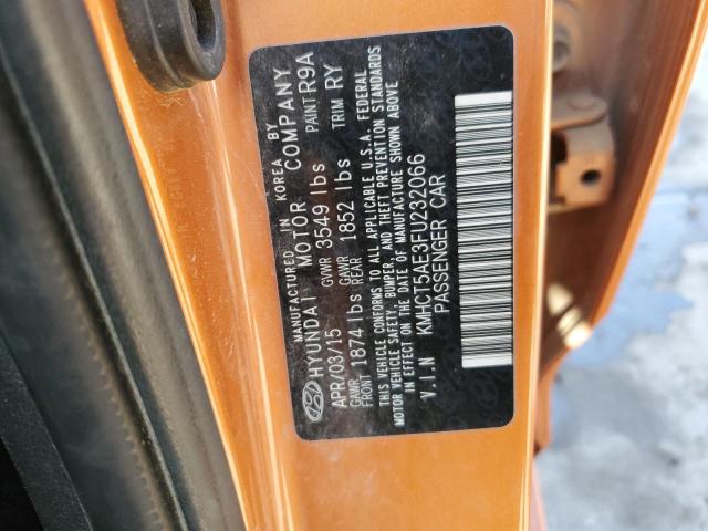 KMHCT5AE3FU232066 - 2015 HYUNDAI ACCENT GS ORANGE photo 12