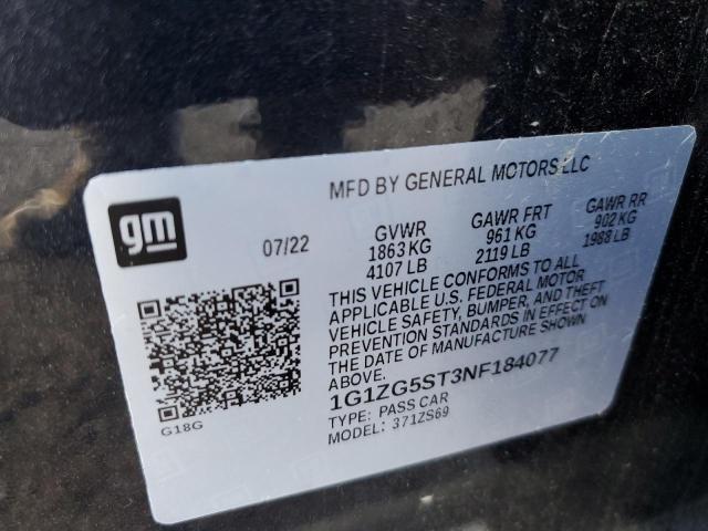 1G1ZG5ST3NF184077 - 2022 CHEVROLET MALIBU RS BLACK photo 13