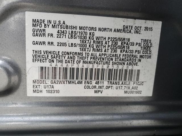 4A4AP3AU8FE058283 - 2015 MITSUBISHI OUTLANDER ES GRAY photo 12