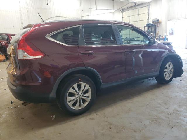 5J6RM4H7XCL016188 - 2012 HONDA CR-V EXL BURGUNDY photo 3