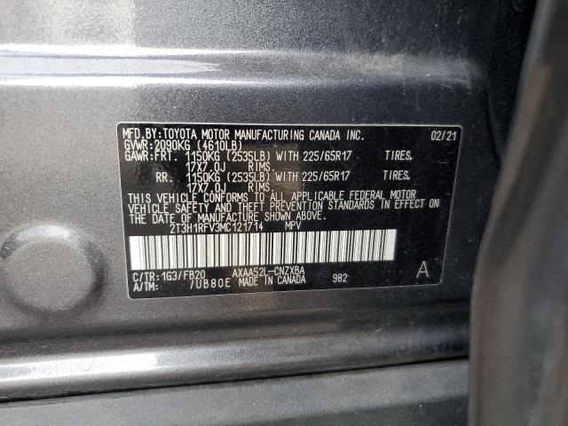 2T3H1RFV3MC121714 - 2021 TOYOTA RAV4 LE CHARCOAL photo 13