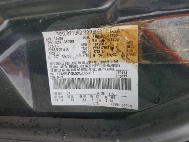 1FMPU18L5XLA45317 - 1999 FORD EXPEDITION BLACK photo 13