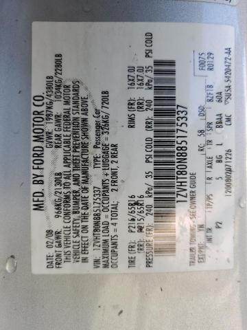 1ZVHT80N885175337 - 2008 FORD MUSTANG SILVER photo 12