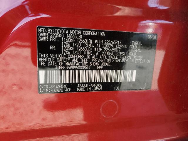 JTMBF35V895000843 - 2009 TOYOTA RAV4 RED photo 13