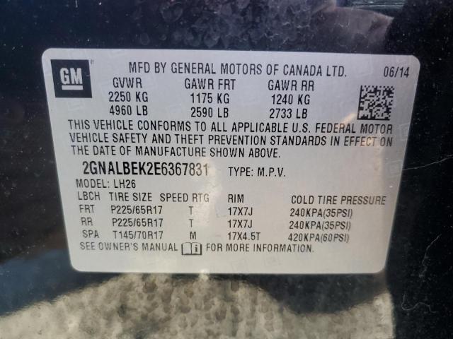 2GNALBEK2E6367831 - 2014 CHEVROLET EQUINOX LT BLACK photo 12