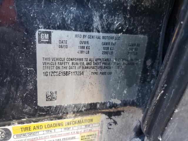 1G1ZC5E15BF113254 - 2011 CHEVROLET MALIBU 1LT Қара фото 12