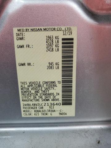 1N4BL4BV2LC213640 - 2020 NISSAN ALTIMA S SILVER photo 12