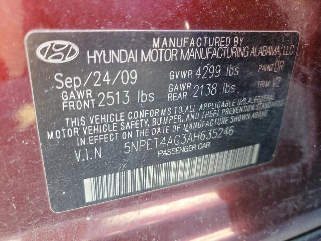 5NPET4AC3AH635246 - 2010 HYUNDAI SONATA GLS MAROON photo 12