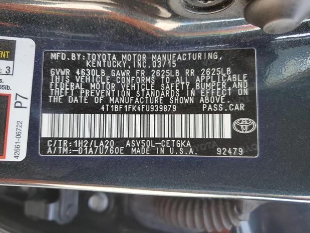 4T1BF1FK4FU939879 - 2015 TOYOTA CAMRY LE CHARCOAL photo 13