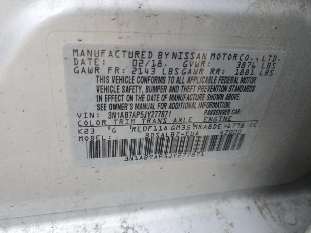 3N1AB7AP5JY277871 - 2018 NISSAN SENTRA S SILVER photo 12