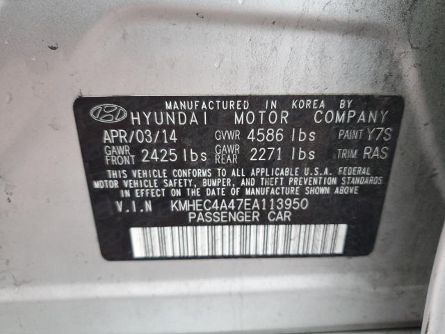 KMHEC4A47EA113950 - 2014 HYUNDAI SONATA HYBRID SILVER photo 12