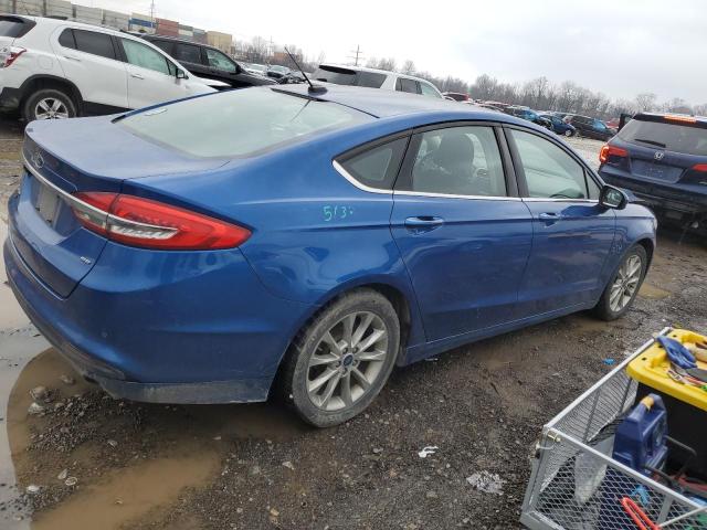 3FA6P0H72HR291478 - 2017 FORD FUSION SE BLUE photo 3