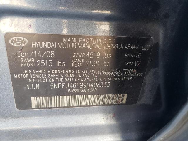 5NPEU46F99H408333 - 2009 HYUNDAI SONATA SE BLUE photo 12