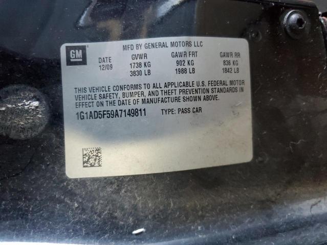 1G1AD5F59A7149811 - 2010 CHEVROLET COBALT 1LT BLACK photo 12