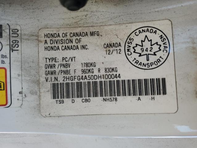 2HGFG4A50DH100044 - 2013 HONDA CIVIC SI 白色 照片 12