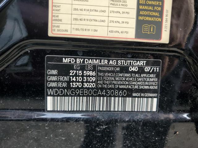 WDDNG9EB0CA430860 - 2012 MERZ S 550 4MATIC BLACK photo 12