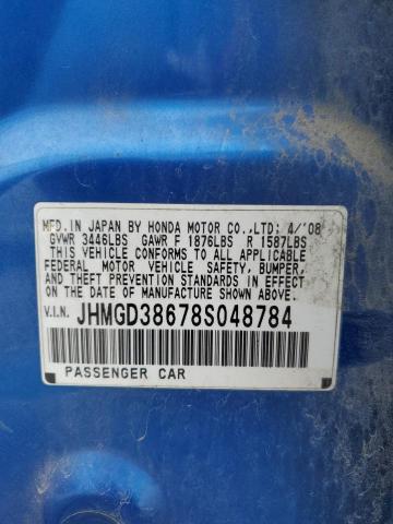 JHMGD38678S048784 - 2008 HONDA FIT SPORT BLUE photo 13