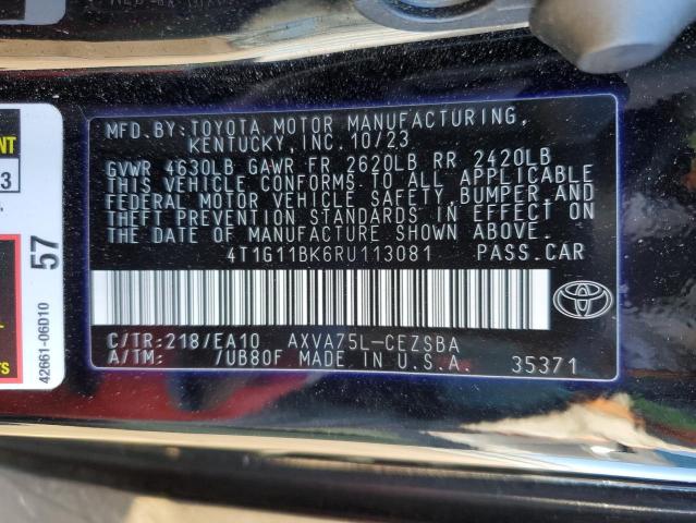 4T1G11BK6RU113081 - 2024 TOYOTA CAMRY SE NIGHT SHADE BLACK photo 12