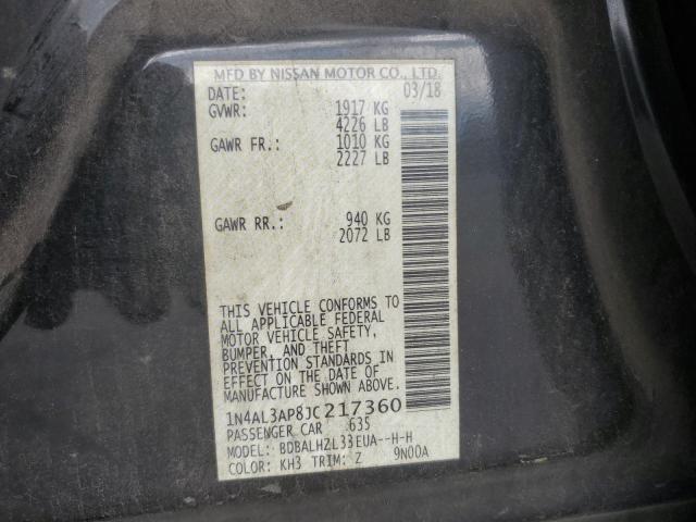 1N4AL3AP8JC217360 - 2018 NISSAN ALTIMA 2.5 Қара фото 12