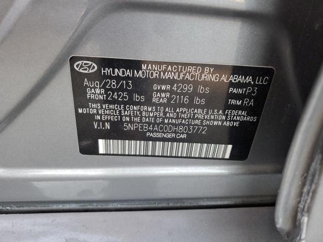 5NPEB4AC0DH803772 - 2013 HYUNDAI SONATA GLS CHARCOAL photo 12