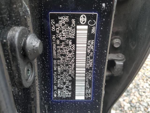 JTDEPMAE9NJ191566 - 2022 TOYOTA COROLLA LE 黑色 照片 12