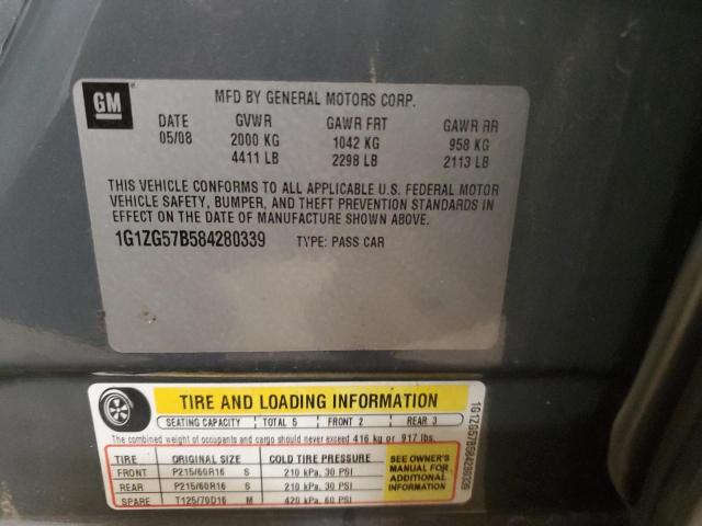 1G1ZG57B584280339 - 2008 CHEVROLET MALIBU LIM LS 灰色 照片 12