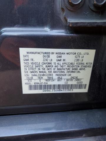 1N4AL21EX8N515903 - 2008 NISSAN ALTIMA 2.5 GRAY photo 12