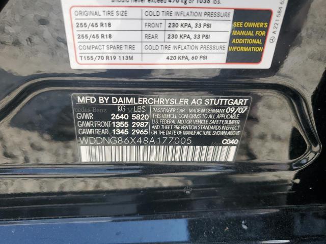 WDDNG86X48A177005 - 2008 MERCEDES-BENZ S 550 4MATIC BLACK photo 12