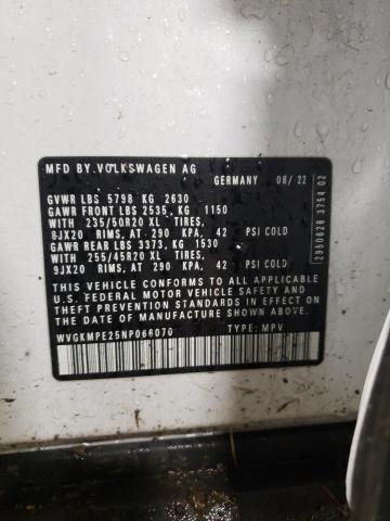 WVGKMPE25NP066070 - 2022 VOLKSWAGEN ID.4 PRO S 白色 照片 12