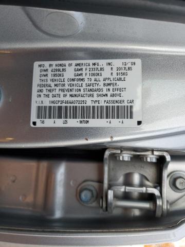 1HGCP2F46AA072252 - 2010 HONDA ACCORD LXP SILVER photo 13