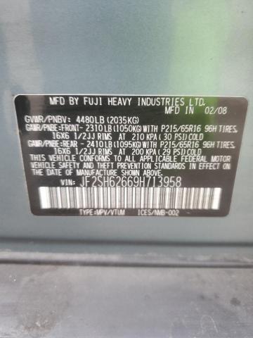JF2SH62669H713958 - 2009 SUBARU FORESTER XS Թիրկույզ լուսանկար 13