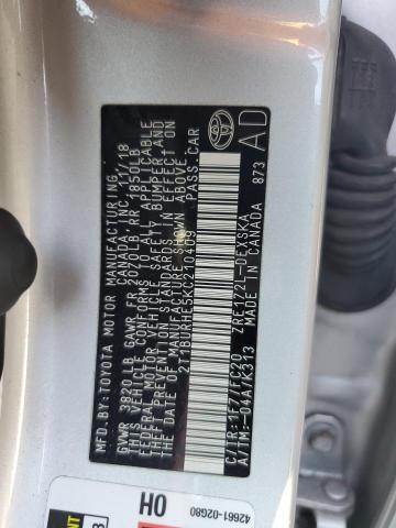 2T1BURHE5KC210409 - 2019 TOYOTA COROLLA L 银色 照片 12