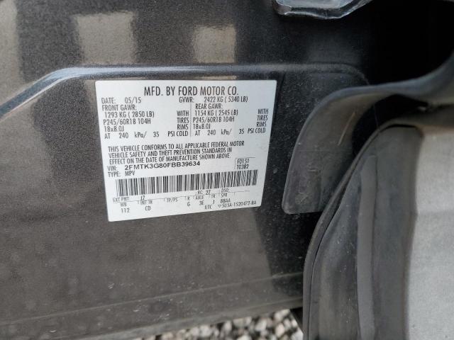 2FMTK3G80FBB39634 - 2015 FORD EDGE SE CHARCOAL photo 12