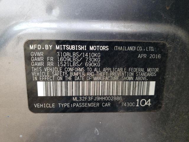 ML32F3FJ9HH002886 - 2017 MITSUBISHI MIRAGE G4 ES GRAY photo 13
