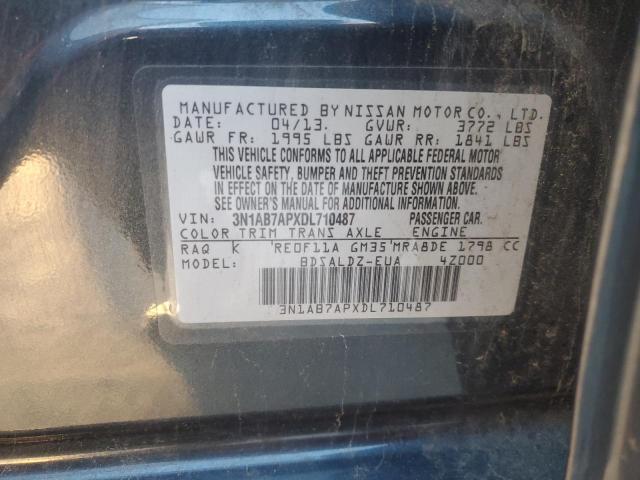 3N1AB7APXDL710487 - 2013 NISSAN SENTRA S BLUE photo 12