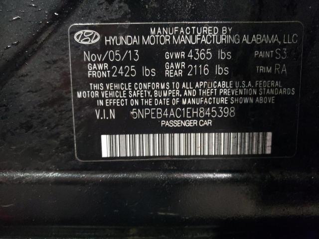 5NPEB4AC1EH845398 - 2014 HYUNDAI SONATA GLS BLACK photo 12