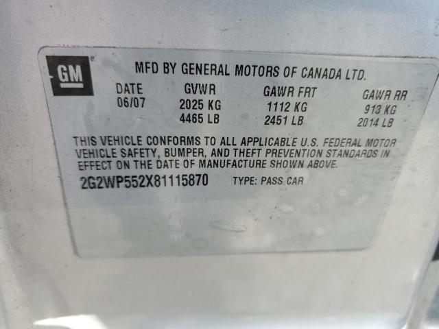 2G2WP552X81115870 - 2008 PONTIAC GRAND PRIX 银色 照片 12