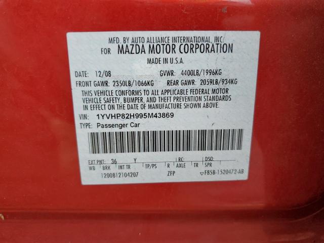 1YVHP82H995M43869 - 2009 MAZDA 6 I RED photo 12