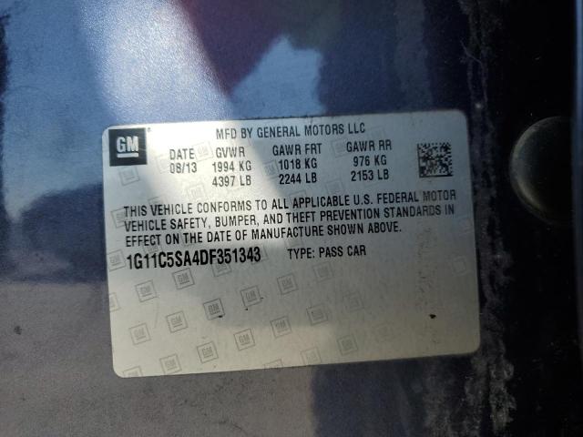 1G11C5SA4DF351343 - 2013 CHEVROLET MALIBU 1LT BLUE photo 12