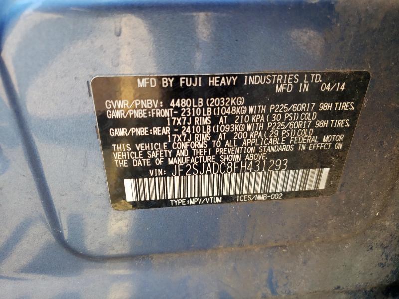 JF2SJADC8FH431293 - 2015 SUBARU FORESTER 2.5I PREMIUM 蓝色 照片 13